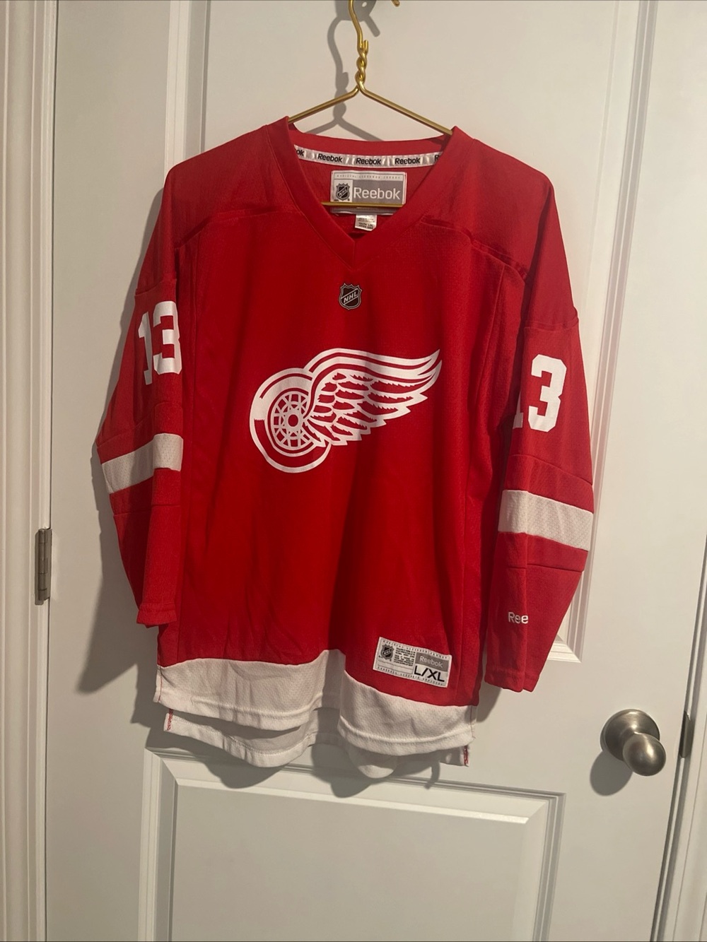 Reebok Red Detroit Wings Hockey Jersey with White Accents Youth L/XL #13